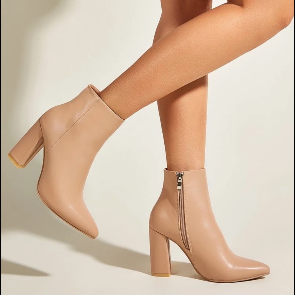 COPY - Tan point tow booties ankle boots